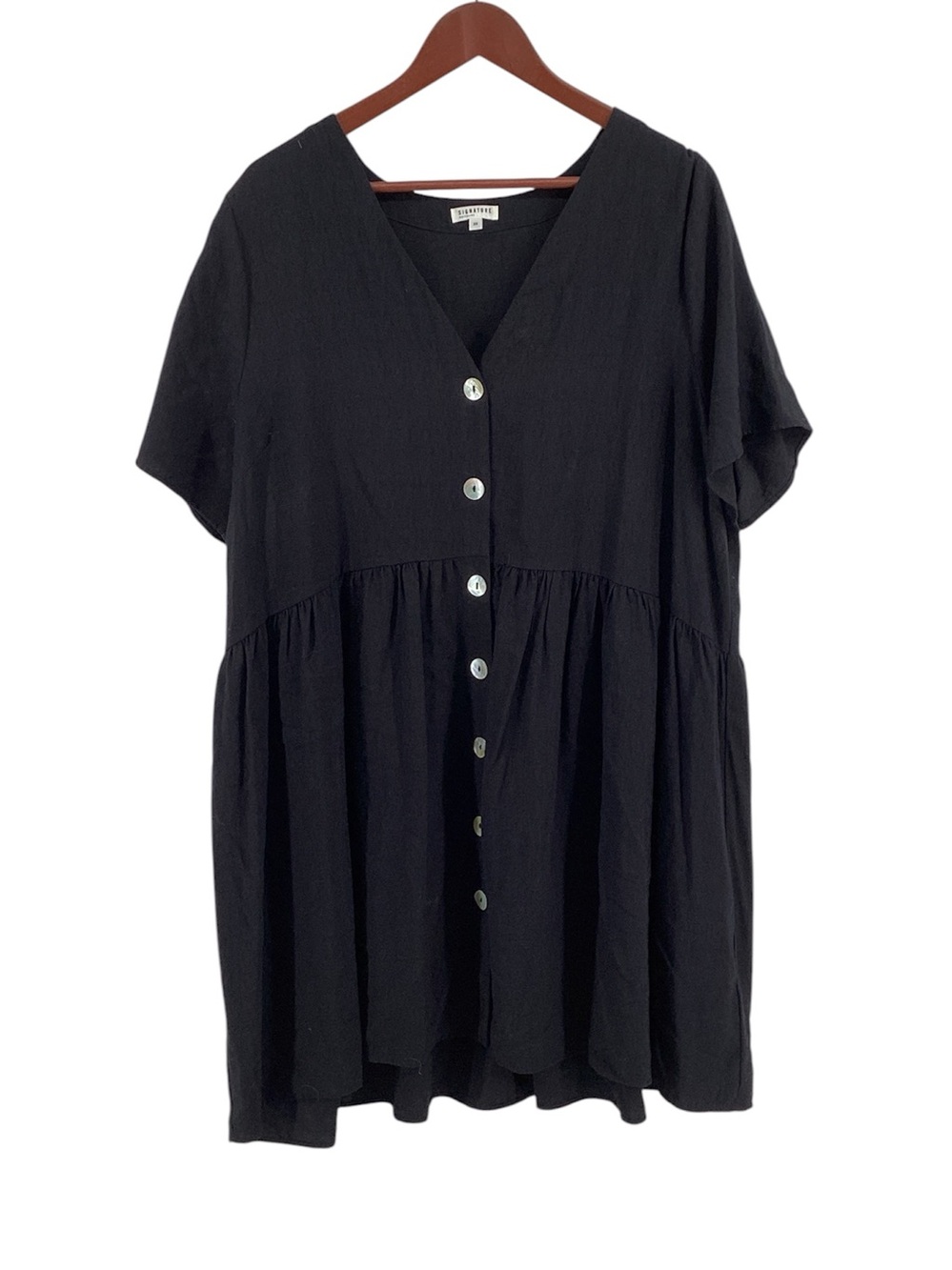 🍄 Reitmans Black Button-Front V-Neck Dress, Size 2XL